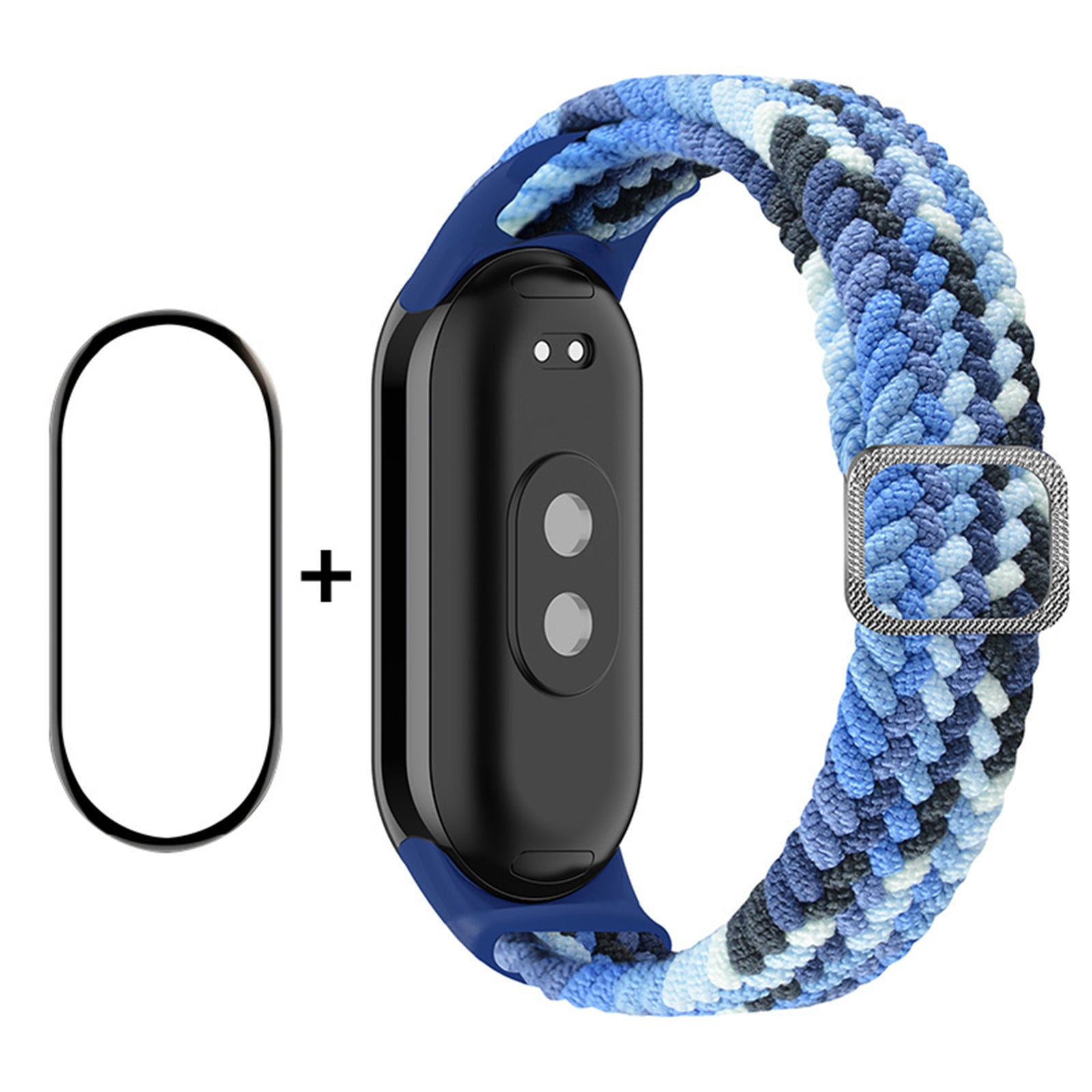 ENKAY HAT-PRINCE For Xiaomi Smart Band 8 Elastic Watch Band Nylon Braided Wrist Strap Set with PMMA Screen Protector ENKAY HAT-PRINCE For Xiaomi Smart Band 8 Elastic Watch Band Nylon Braided Wrist Strap Set with PMMA Screen Protector